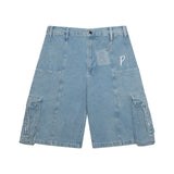 Denim Cargo Shorts – Sky Blue