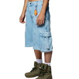 Denim Cargo Shorts – Sky Blue