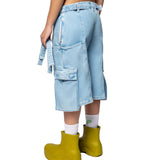 Denim Cargo Shorts – Sky Blue