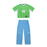 Waffle Jersey Lime + Wavecut Denim Azure