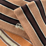 STRIPED EMBROIDERY BEANIE – MOCHA