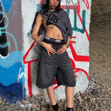 Wavecut Denim Shorts – Stone
