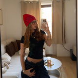 Main Logo Jacquard Beanie I Cherry