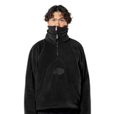 RIPPLE HALF ZIP FLEECE PULLOVER – BLACK