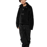 RIPPLE HALF ZIP FLEECE PULLOVER – BLACK